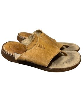 Vtg Dr Martens 8803 Tan Leather Thong Sandals Flip Flops Chunky 90s Y2K Size 39